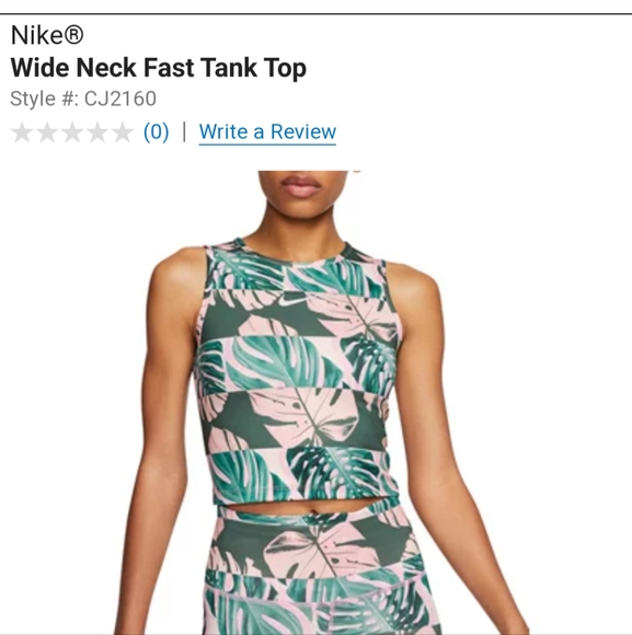 Nike Wide Neck Fast DRI FIT Palm Print Tank EUC Size XS - Picture 2 of 11